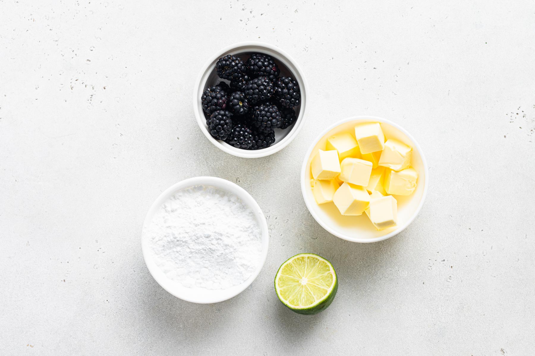 Ingredients for blackberry buttercream.