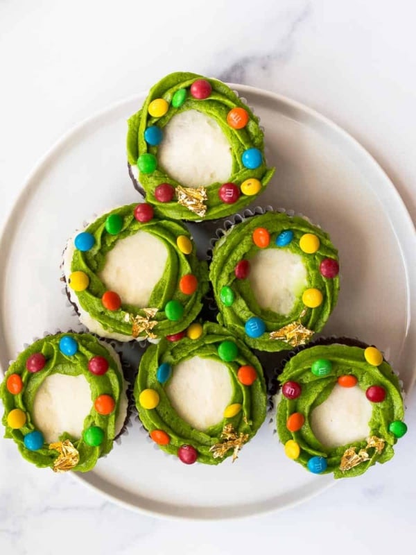 christmas wreath cupcakes