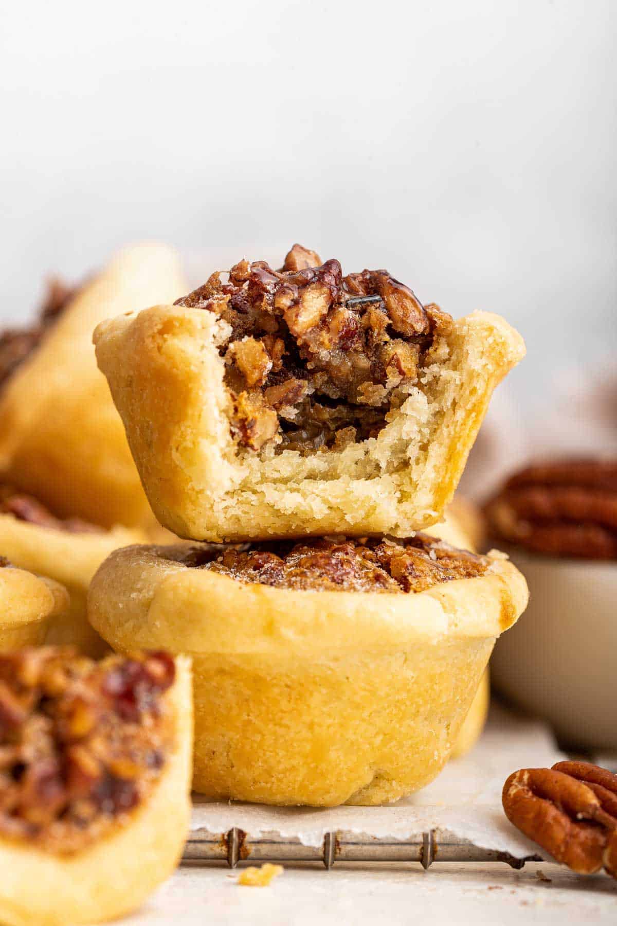 Cookie cup cut in half with nuts for the filling.