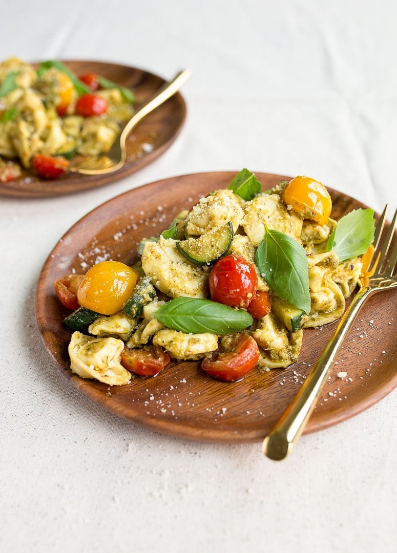 Pesto Tortellini Pasta Salad - easy dinner for two.