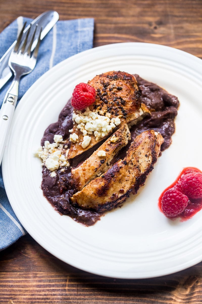 raspberry-chipotle-chicken Raspberry Chipotle Chicken Dinner: 5 ingredients to this easy, healthy dinner! @DessertForTwo